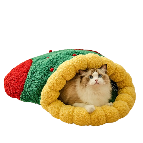 Christmas Cat Sleeping Bag Bed